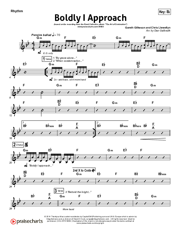 Boldly I Approach (The Art Of Celebration) Rhythm Chart (Rend Collective)
