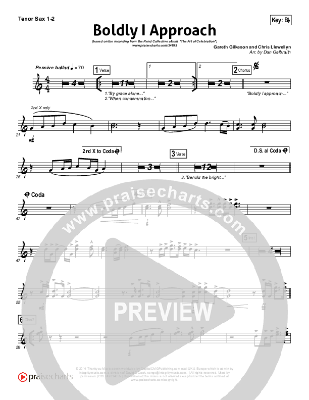 Boldly I Approach (The Art Of Celebration) Tenor Sax 1/2 (Rend Collective)