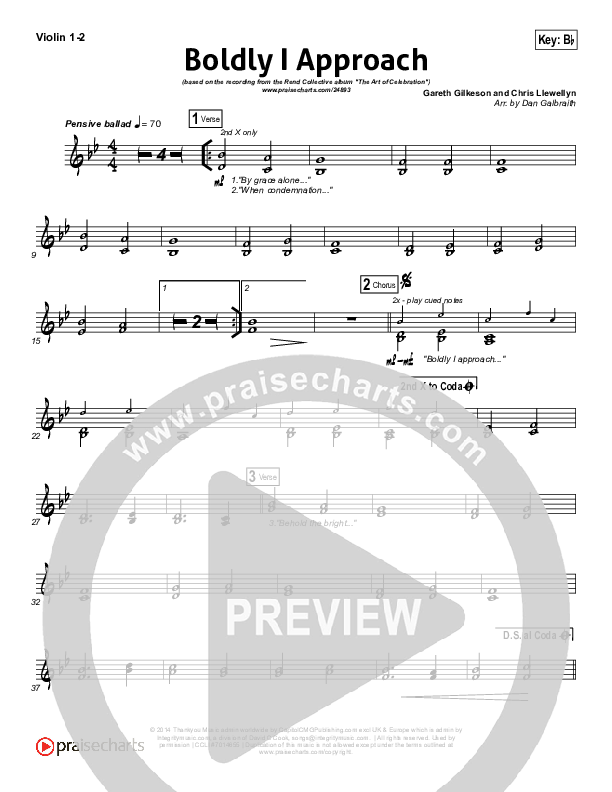 Boldly I Approach (The Art Of Celebration) Violin 1/2 (Rend Collective)