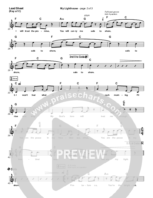 My Lighthouse Lead Sheet (Melody) (Rend Collective)
