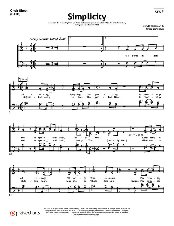 Simplicity Choir Sheet (SATB) (Rend Collective)
