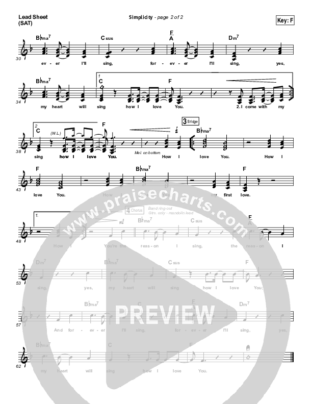 Simplicity Lead Sheet (SAT) (Rend Collective)