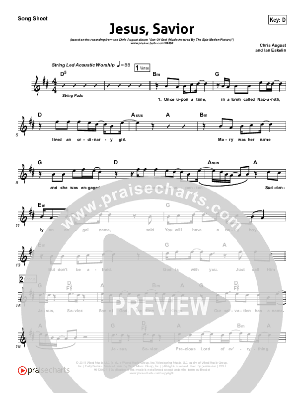 Jesus Savior Lead (SAT) (Chris August)