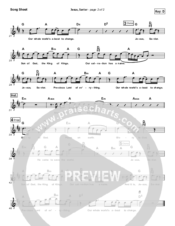 Jesus Savior Lead (SAT) (Chris August)