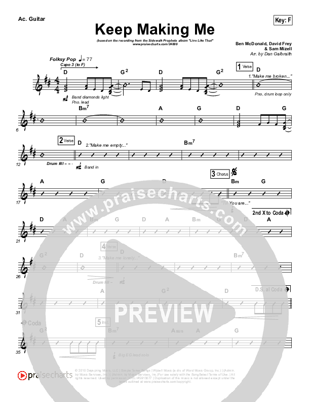 Keep Making Me Rhythm Chart (Sidewalk Prophets)