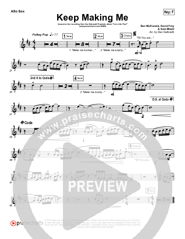 Keep Making Me Alto Sax (Sidewalk Prophets)