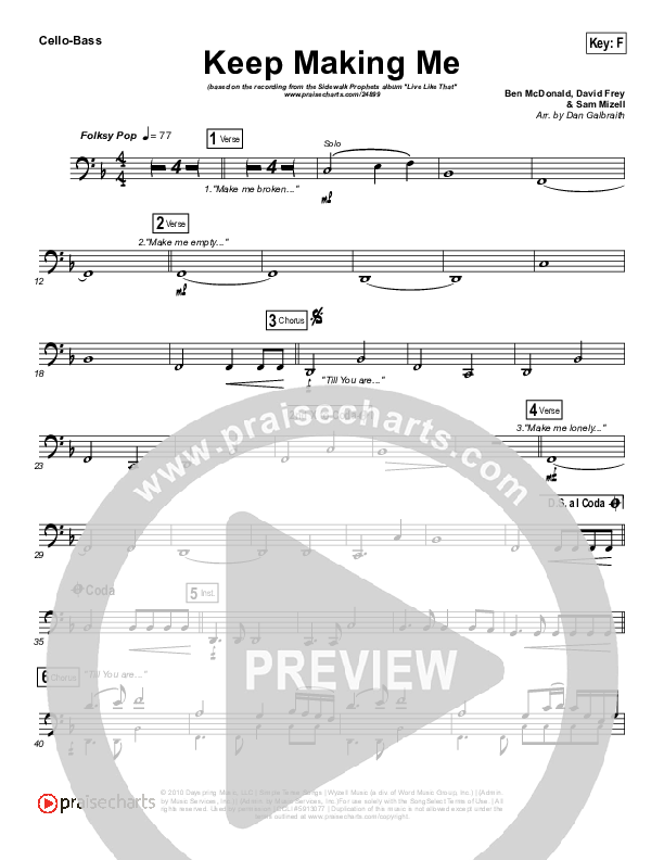 Keep Making Me Cello/Bass (Sidewalk Prophets)