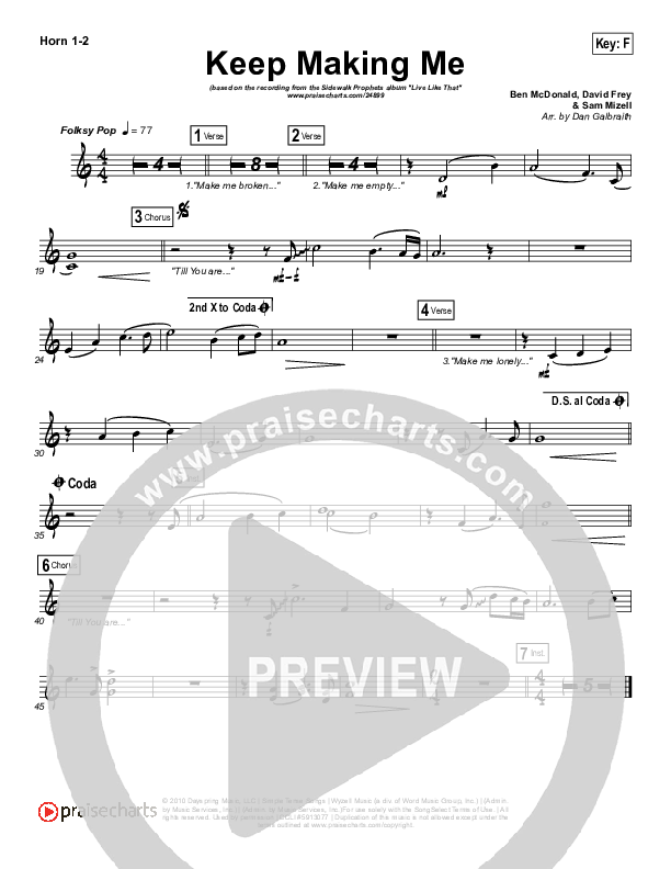 Keep Making Me French Horn 1/2 (Sidewalk Prophets)