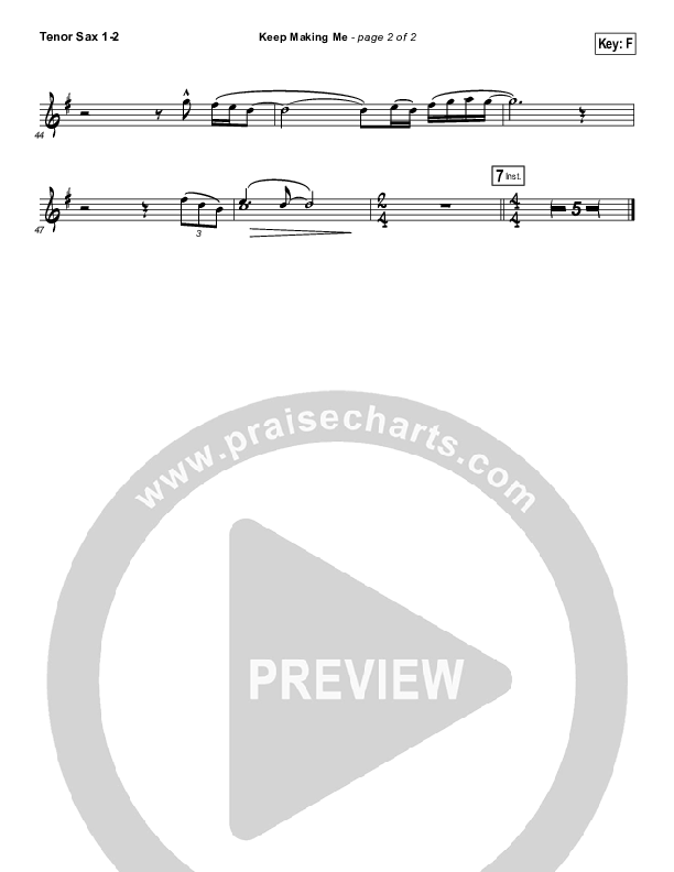 Keep Making Me Tenor Sax 1/2 (Sidewalk Prophets)