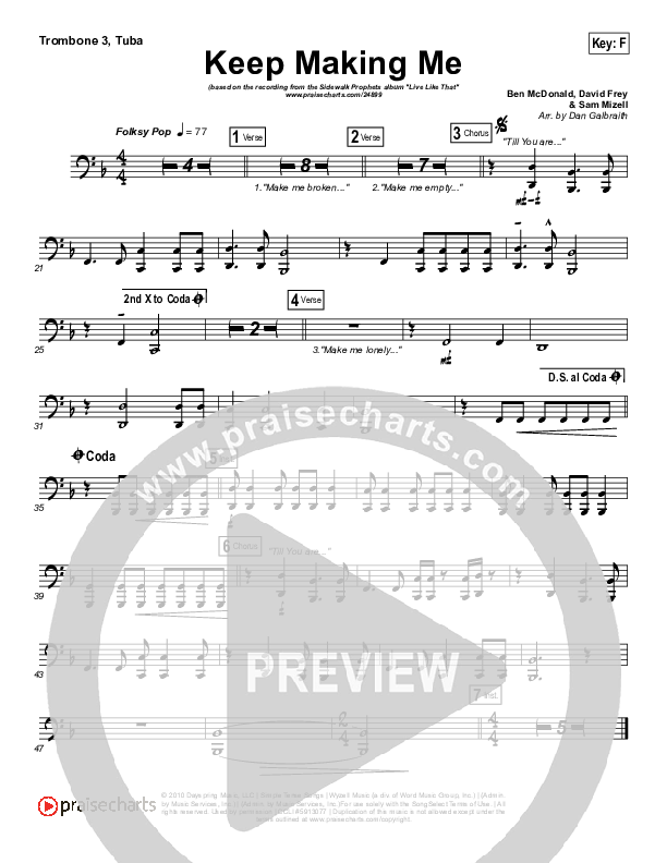 Keep Making Me Trombone 3/Tuba (Sidewalk Prophets)