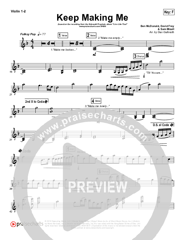 Keep Making Me Violin 1/2 (Sidewalk Prophets)