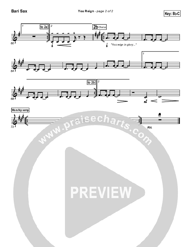 You Reign Bari Sax (Bethany Music / Jonathan Stockstill)