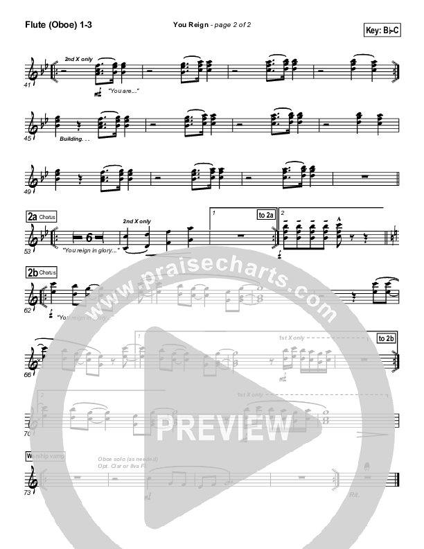You Reign Flute/Oboe 1/2/3 (Bethany Music / Jonathan Stockstill)
