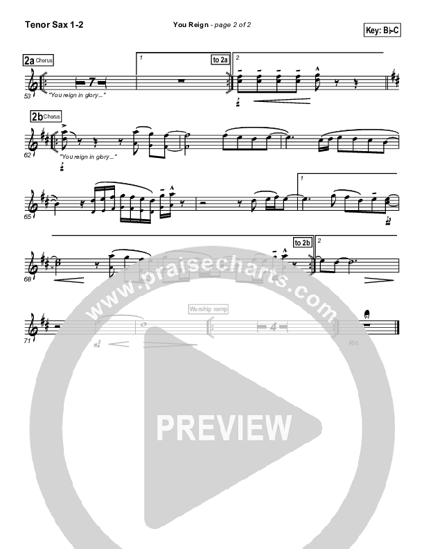 You Reign Tenor Sax 1/2 (Bethany Music / Jonathan Stockstill)