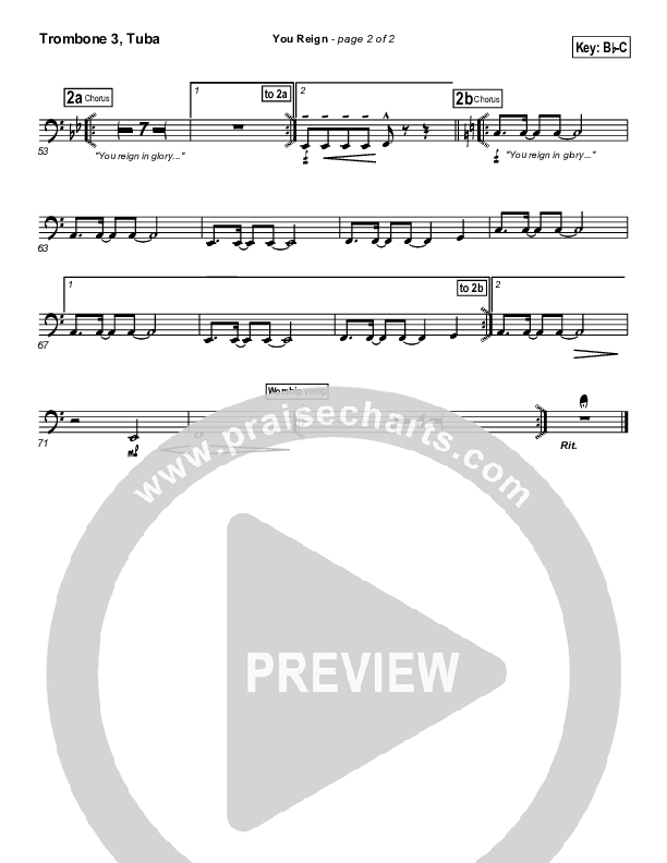 You Reign Trombone 3/Tuba (Bethany Music / Jonathan Stockstill)