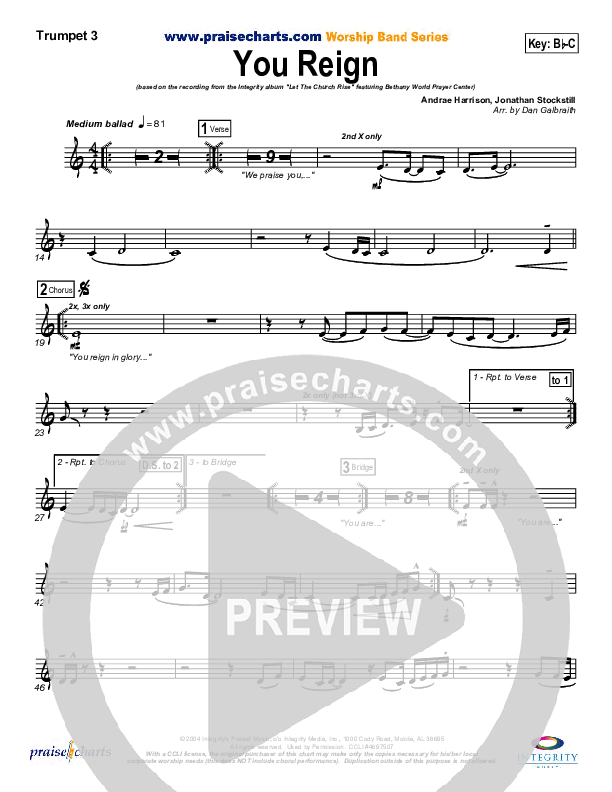 You Reign Trumpet 3 (Bethany Music / Jonathan Stockstill)