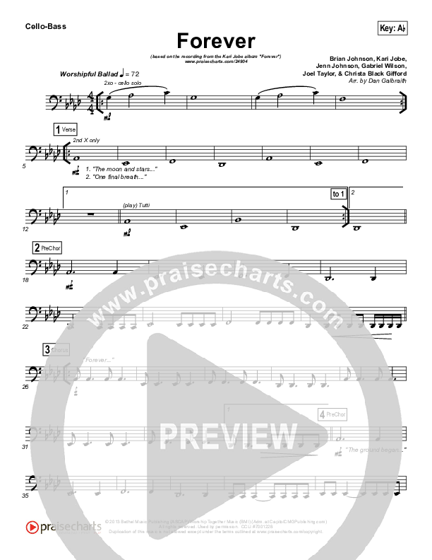 Forever (Live) Cello/Bass (Kari Jobe)