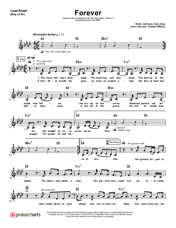 Forever (Live) Lead Sheet (Melody) (Kari Jobe)