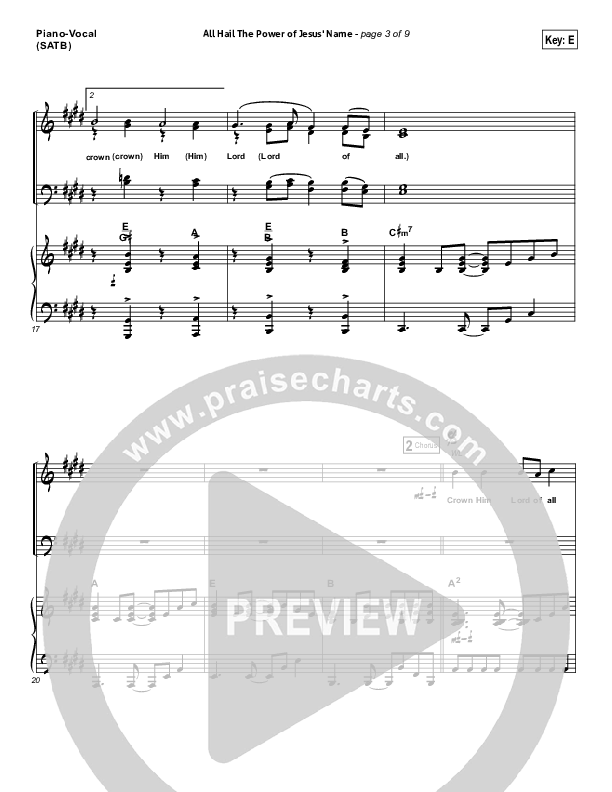 All Hail The Power Of Jesus Name Piano/Vocal (SATB) (Tommy Walker)