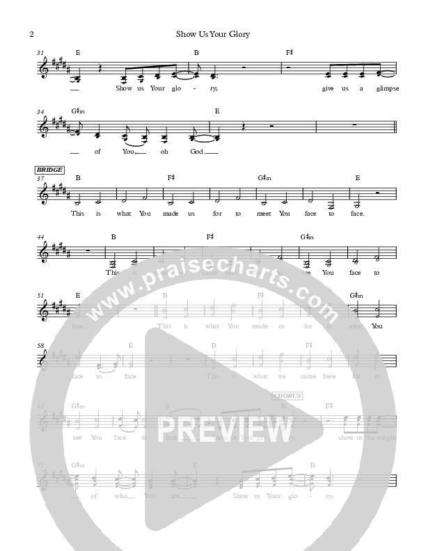 Show Us Your Glory Lead Sheet (Jennie Riddle / Travis Ryan / Brandon Michael Collins)