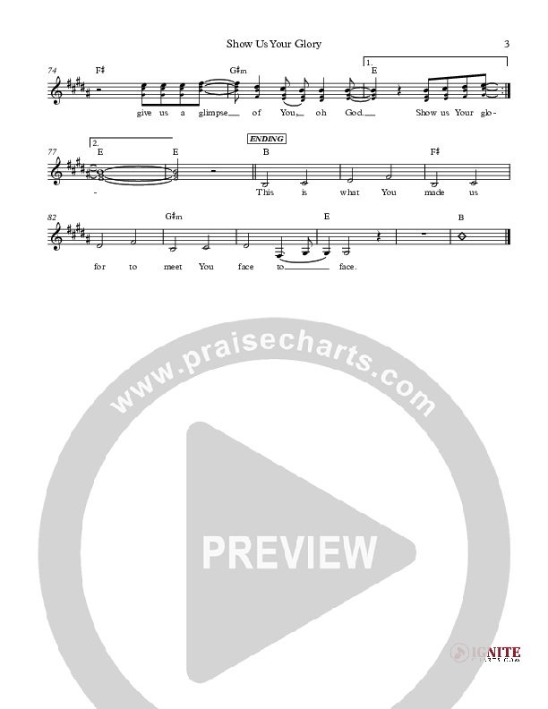 Show Us Your Glory Lead Sheet (Jennie Riddle / Travis Ryan / Brandon Michael Collins)