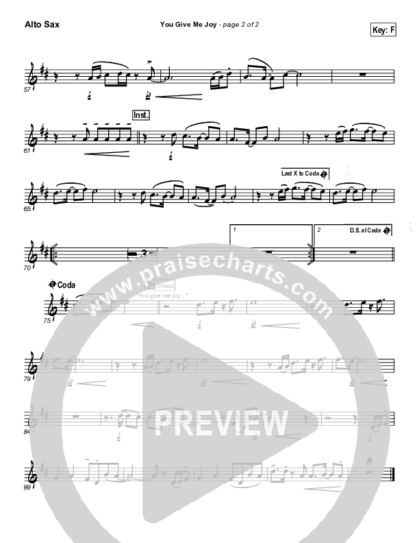 You Give Me Joy Alto Sax (Bethany Music / Jonathan Stockstill)