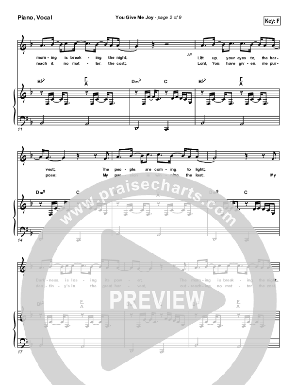 You Give Me Joy Piano/Vocal (Bethany Music / Jonathan Stockstill)