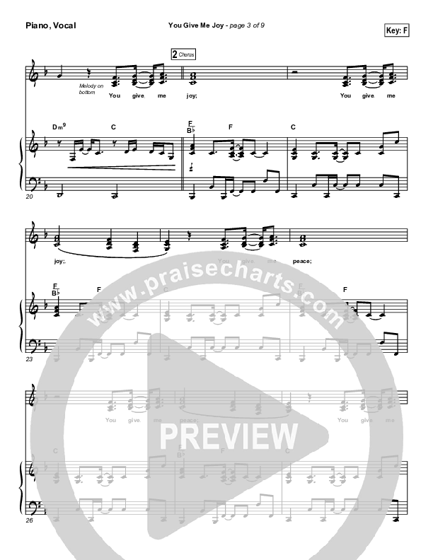 You Give Me Joy Piano/Vocal (Bethany Music / Jonathan Stockstill)