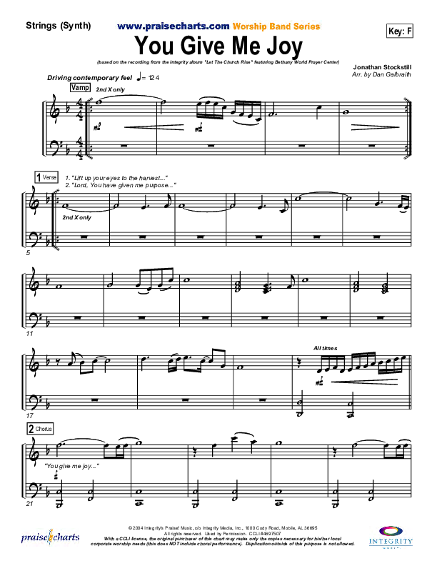 You Give Me Joy Synth Strings (Bethany Music / Jonathan Stockstill)