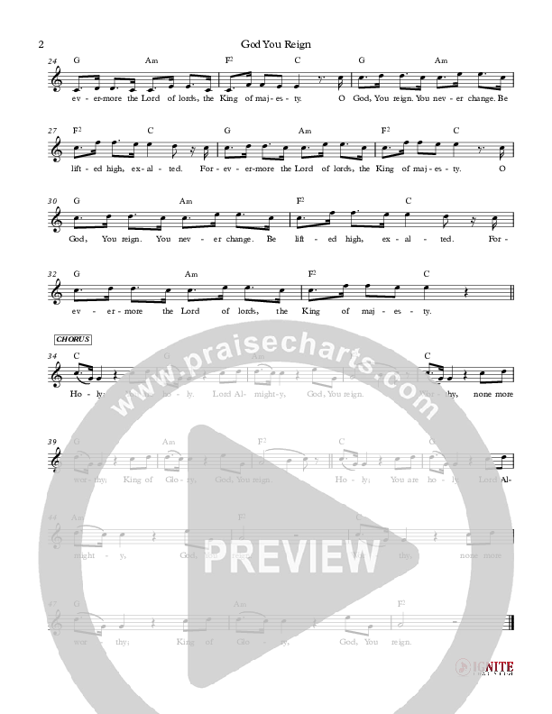 God You Reign Lead Sheet (Jennie Riddle / Travis Ryan / Brandon Michael Collins)