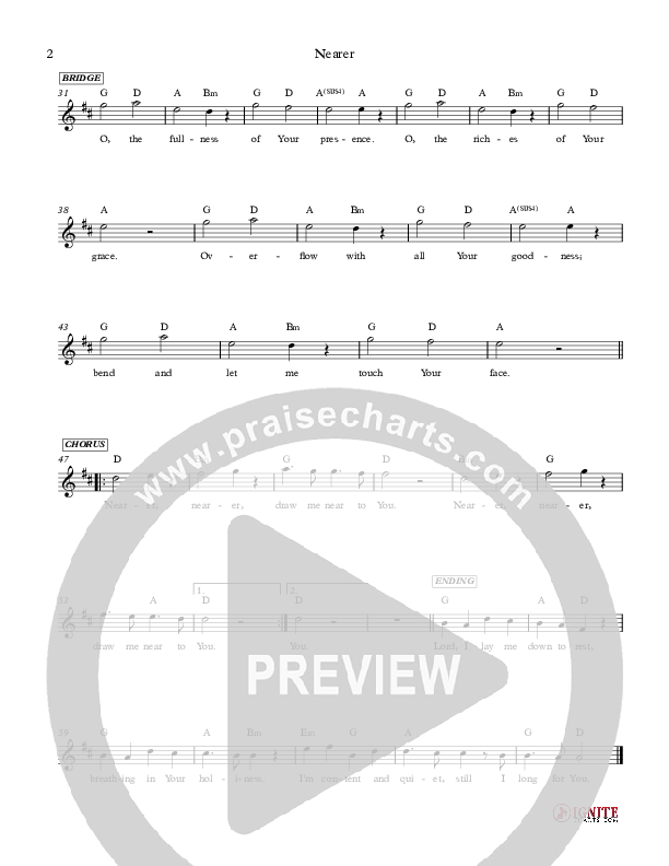 Nearer Lead Sheet (Jennie Riddle / Travis Ryan / Brandon Michael Collins)