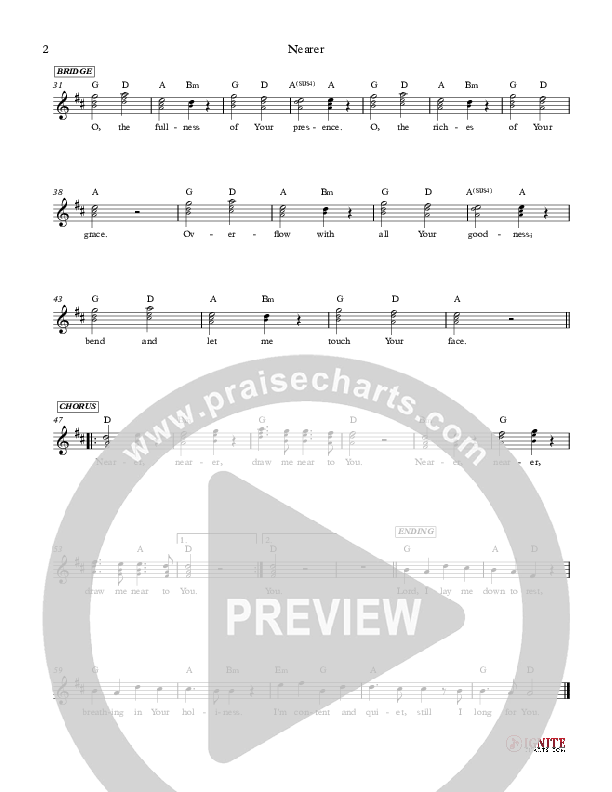 Nearer Lead Sheet (SAT) (Jennie Riddle / Travis Ryan / Brandon Michael Collins)