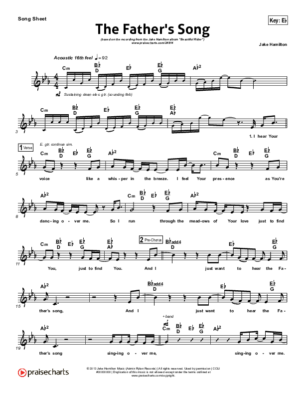 The Father's Song Lead Sheet (Jake Hamilton)