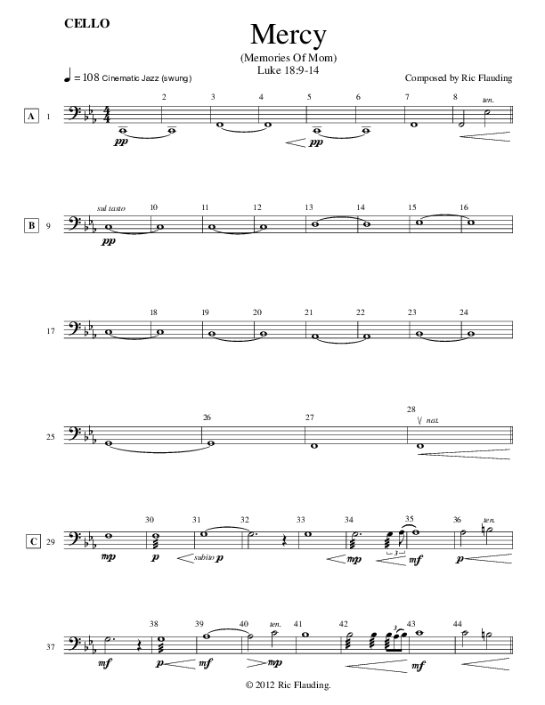 Mercy (Memories Of Mom) (Instrumental) Cello (Ric Flauding)