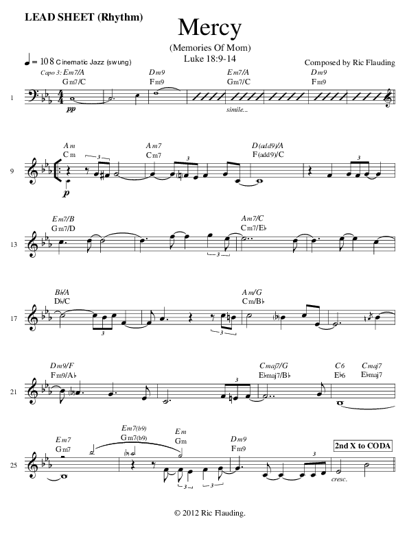 Mercy (Memories Of Mom) (Instrumental) Lead Sheet (SAT) (Ric Flauding)