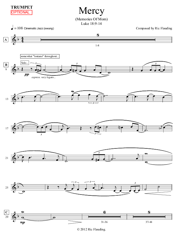 Mercy (Memories Of Mom) (Instrumental) Trumpet (Ric Flauding)