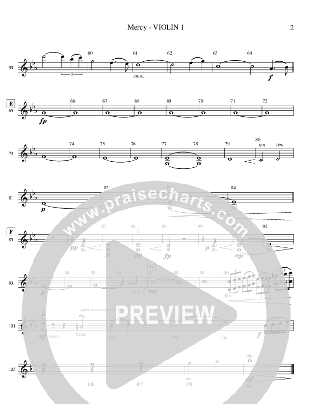 Mercy (Memories Of Mom) (Instrumental) Violin 1 (Ric Flauding)