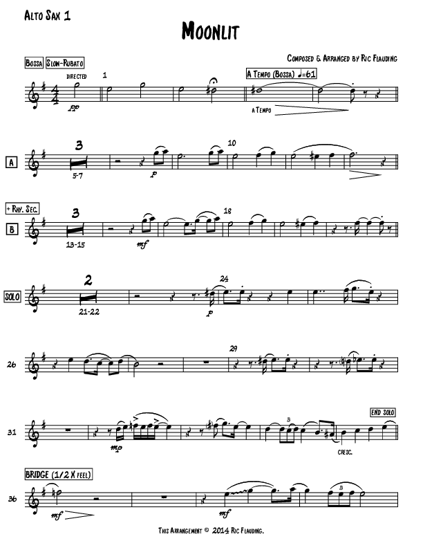 Moonlit (Instrumental) Alto Sax 1/2 (Ric Flauding)