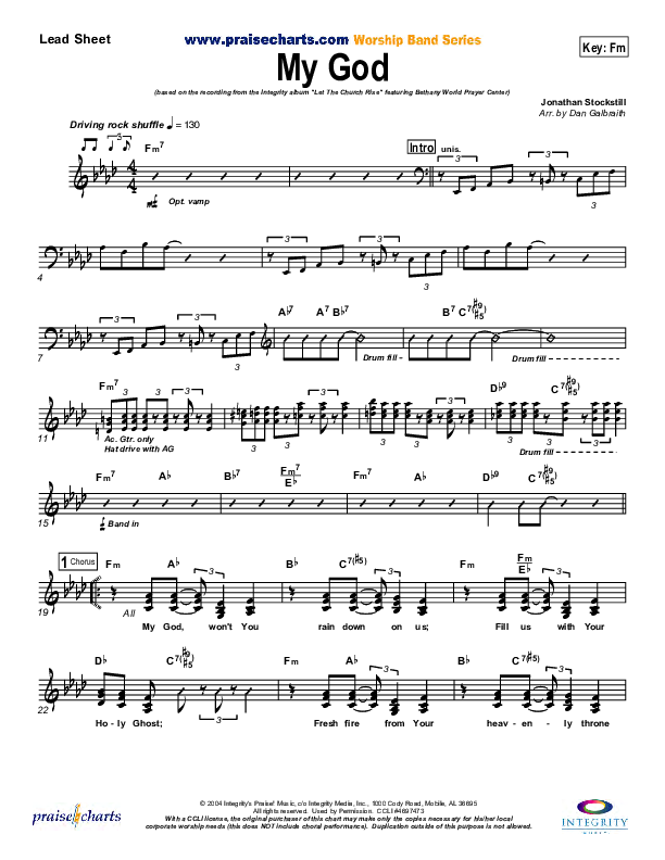My God Lead Sheet (Bethany Music / Jonathan Stockstill)