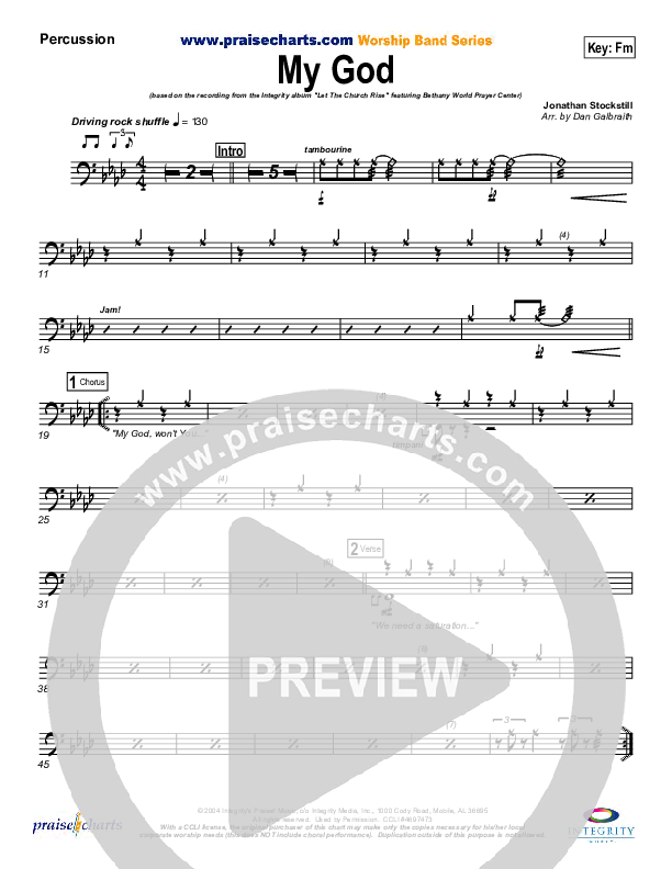 My God Percussion (Bethany Music / Jonathan Stockstill)