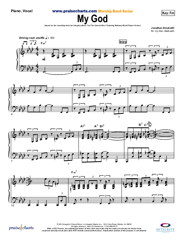 My God Piano/Vocal (Bethany Music / Jonathan Stockstill)