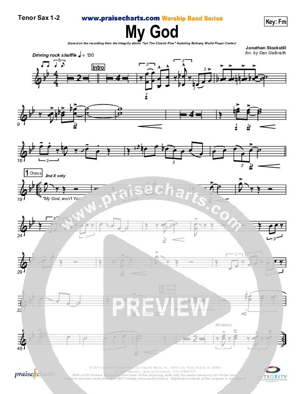 My God Tenor Sax 1/2 (Bethany Music / Jonathan Stockstill)