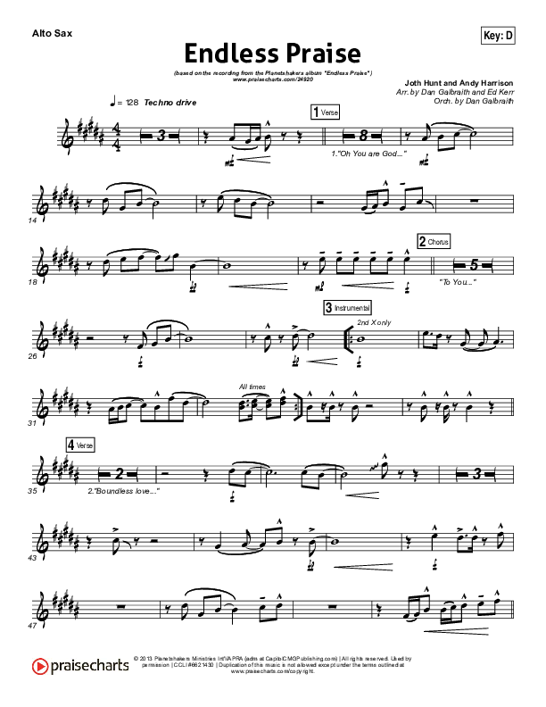 Endless Praise Alto Sax (Planetshakers)