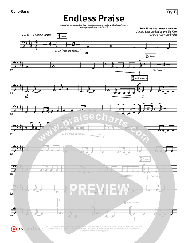 Endless Praise Cello/Bass (Planetshakers)