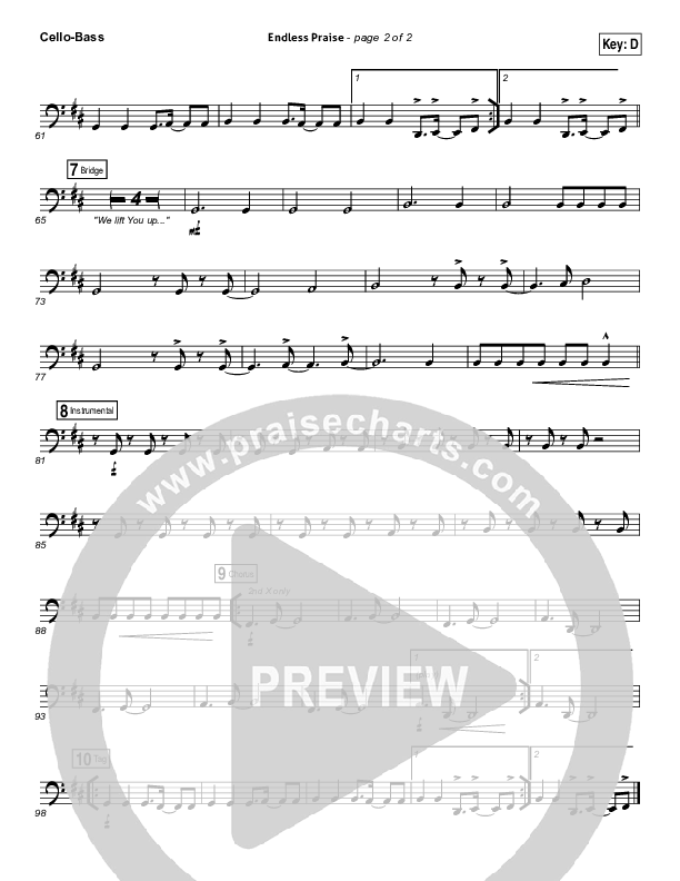 Endless Praise Cello/Bass (Planetshakers)