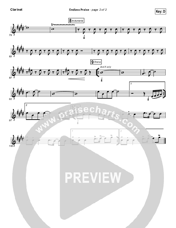 Endless Praise Clarinet (Planetshakers)