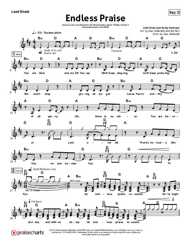 Endless Praise Lead Sheet (Planetshakers)