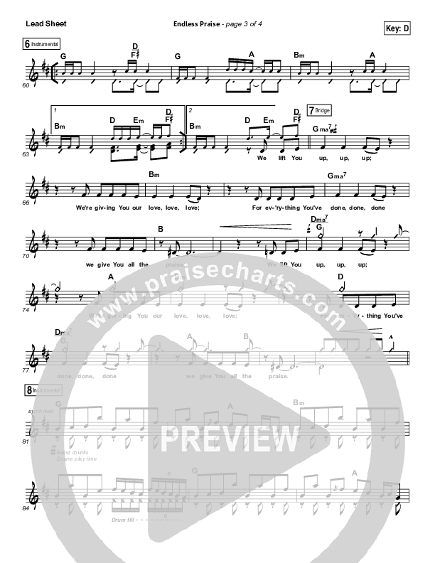 Endless Praise Lead Sheet (Planetshakers)