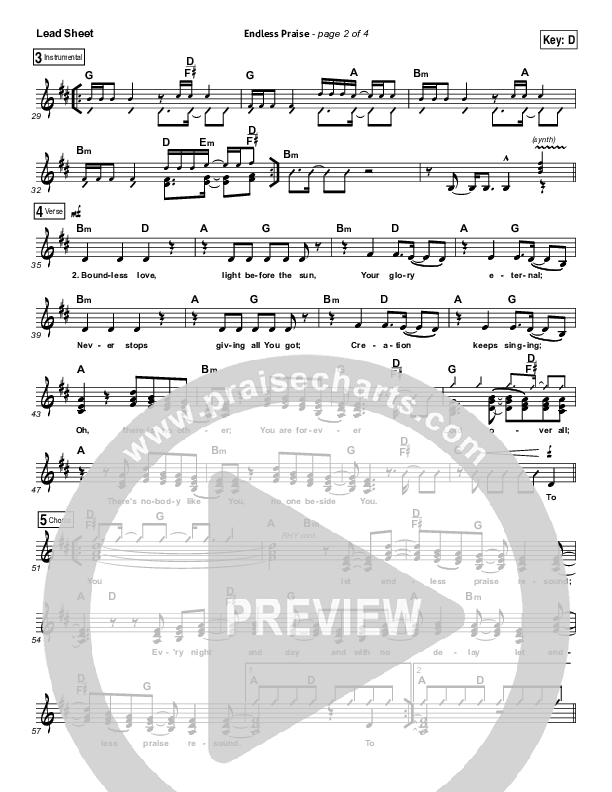 Endless Praise Lead Sheet (SAT) (Planetshakers)