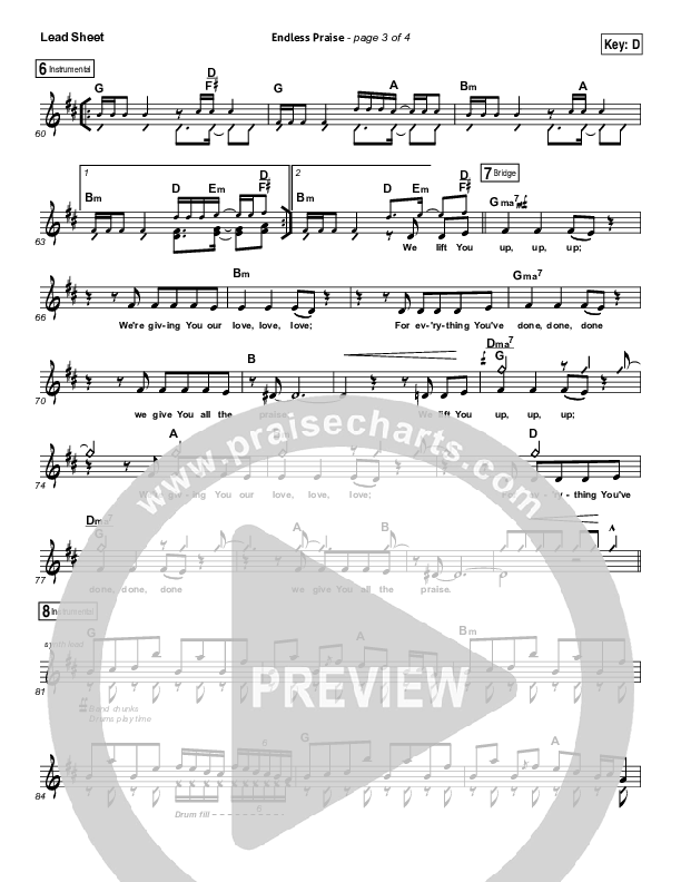 Endless Praise Lead Sheet (SAT) (Planetshakers)